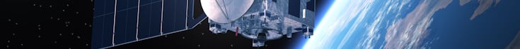 View of a satellite from space, with Earth in the background